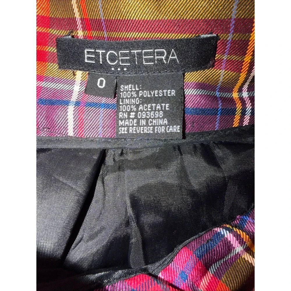 Women's Skirt Size 0‎ Etcetera plaid tiered pleated